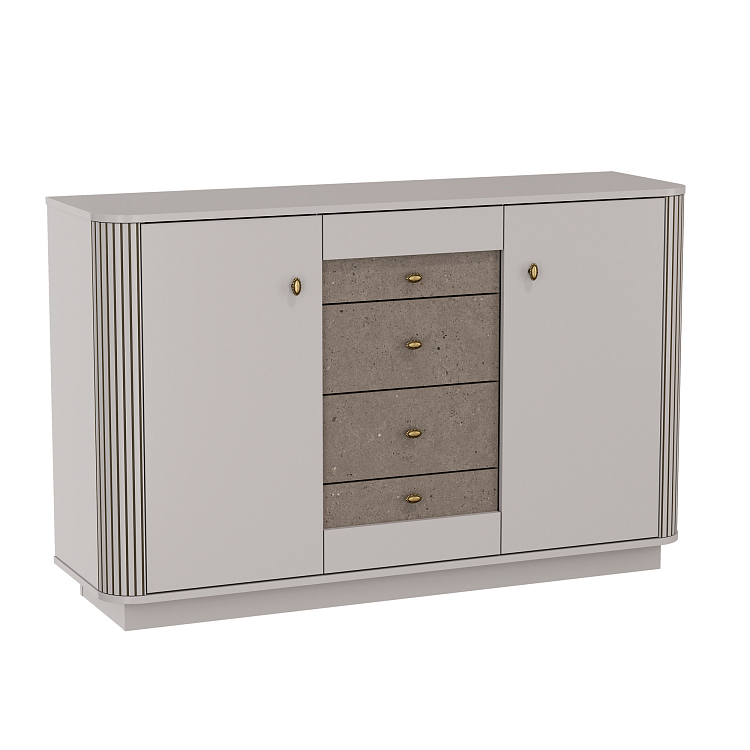 Комод 34.11 Фантазия кашемир/дуо/профиль kroning кашемир патина №30.1/ДВПО белый